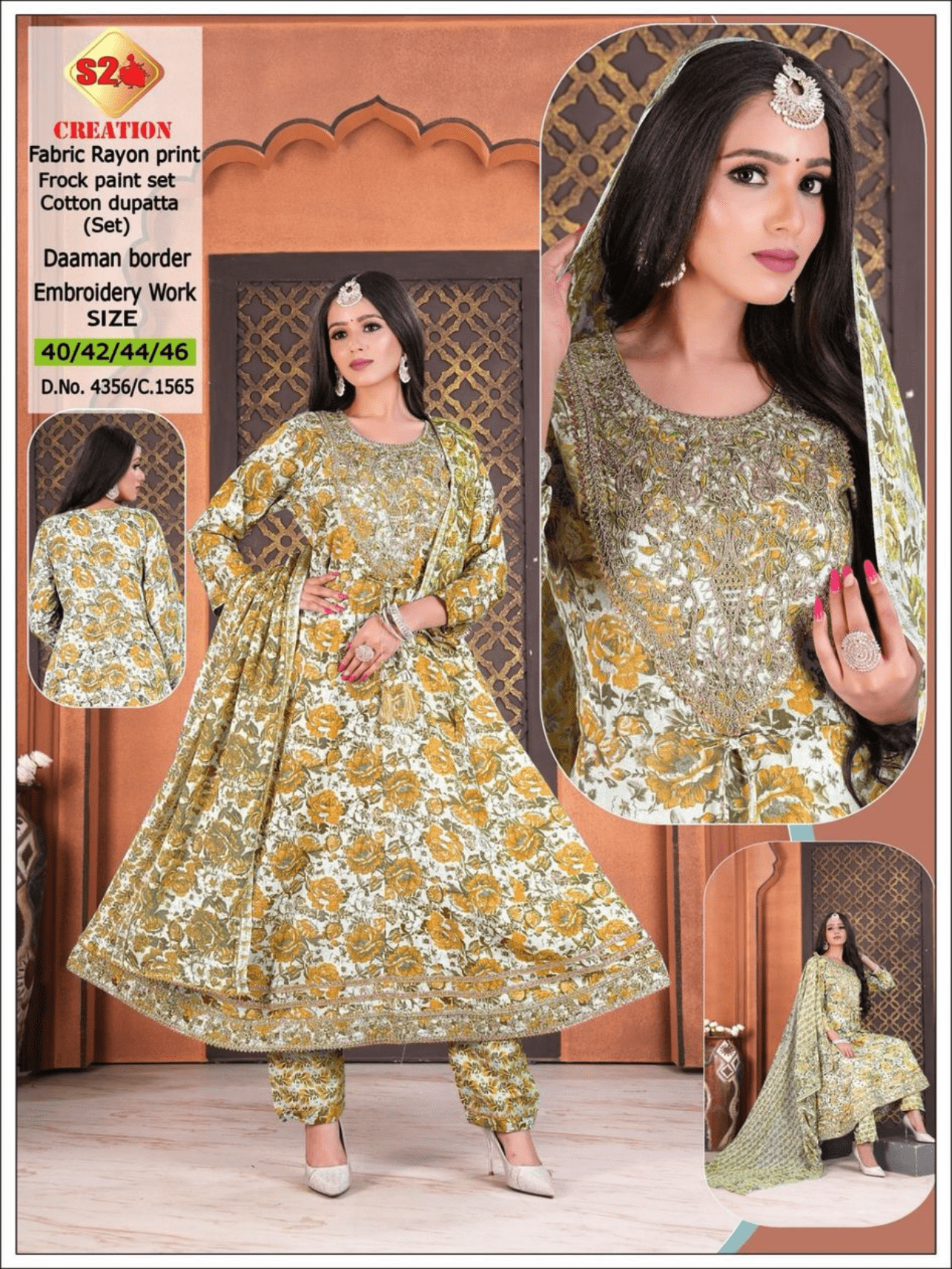 Gold Frock Pant & Cotton Dupatta (Set) - 6